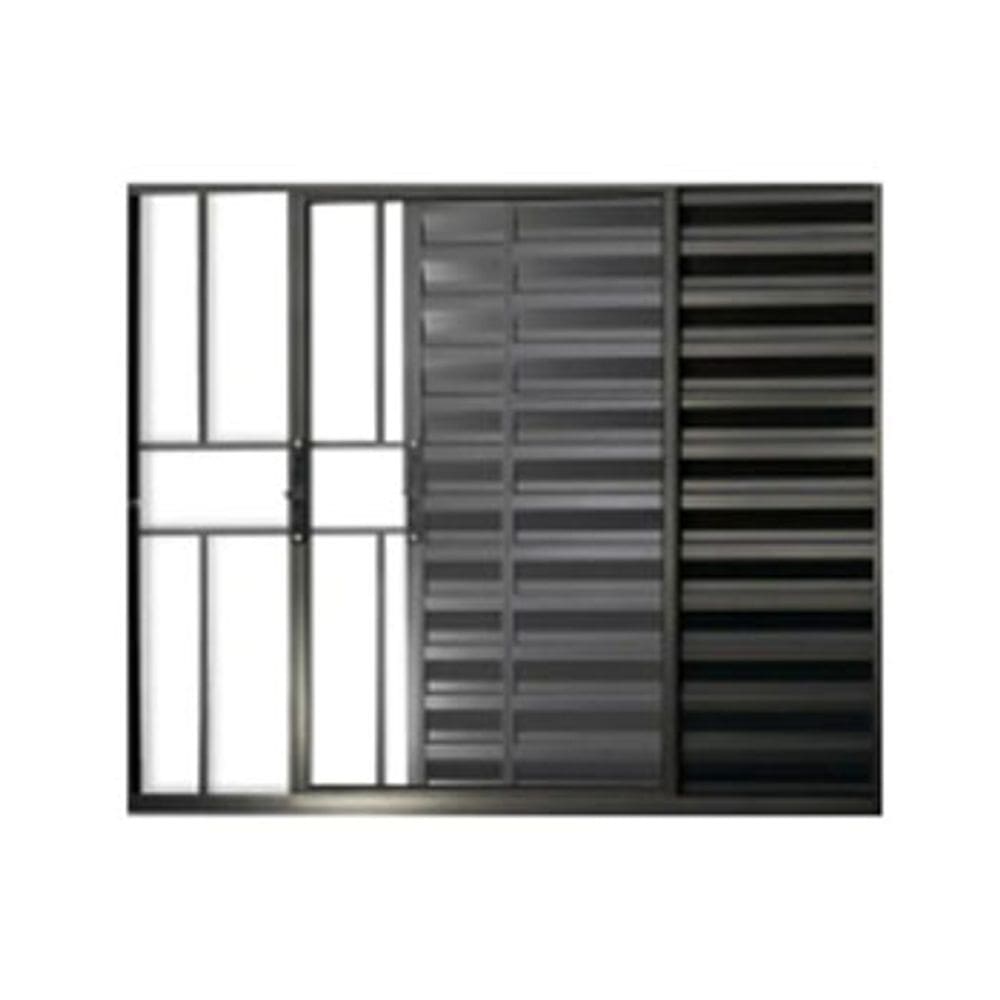 Veneziana 3 Folhas Aluminio Preto 1,00x1,50 C/grade