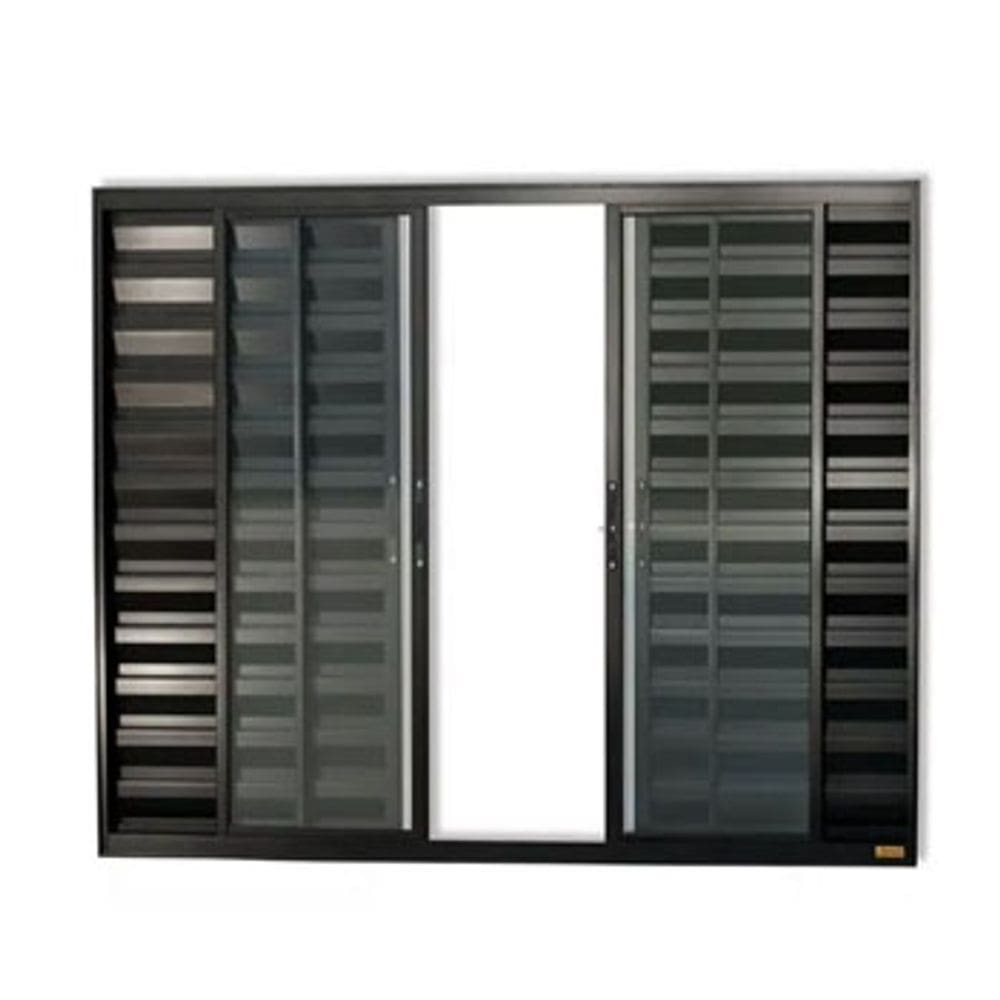 Veneziana 6 Folhas Aluminio Preto 1,00x1,50 S/grade