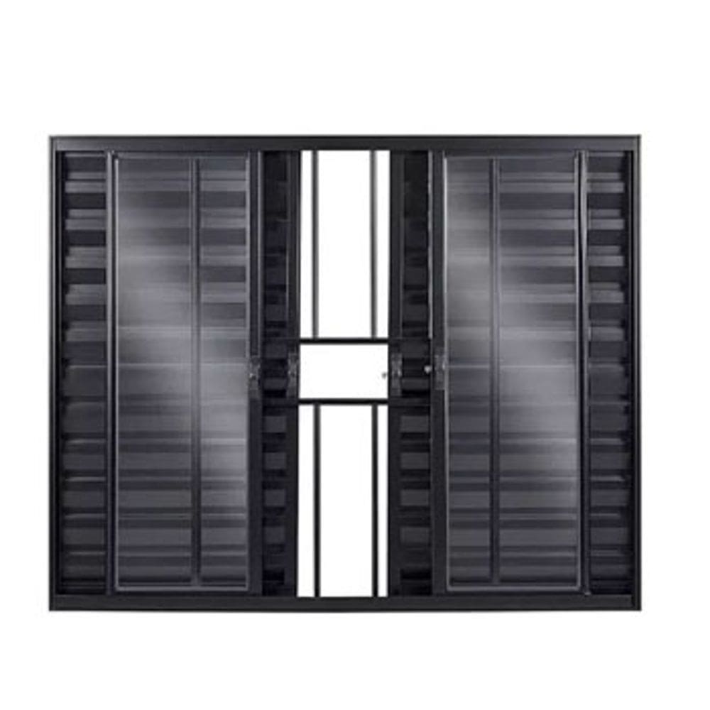 Veneziana 6 Folhas Aluminio Preto 1,00x1,00 C/grade
