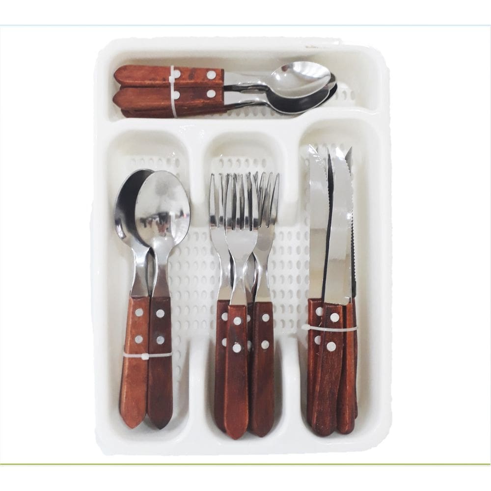Conjunto de Talheres linha Wooden 25 peças