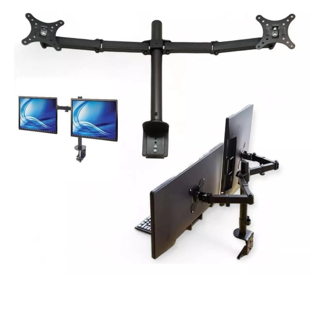 Suporte Duplo Braco 2 Monitor Articulado 10 A 32 Polegadas Mesa Giratorio Bancada Profissional