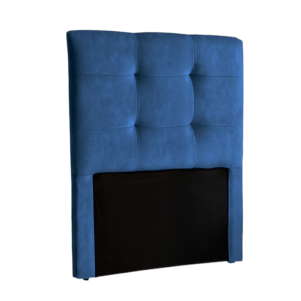 Cabeceira Estofada Solteiro Alice Nature Veludo Azul 88x136