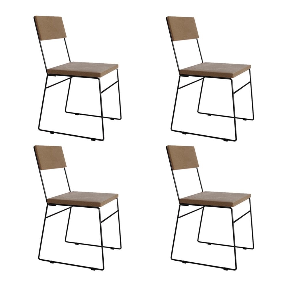 Kit 4 Cadeiras de Jantar Málaga Assento Veludo Marrom