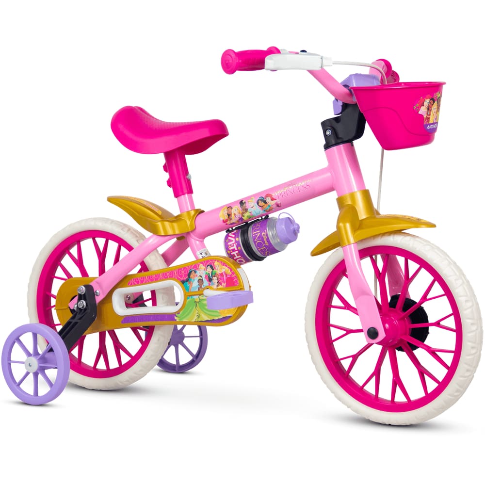 Bicicleta Infantil Nathor Aro 12 Princesas Rosa