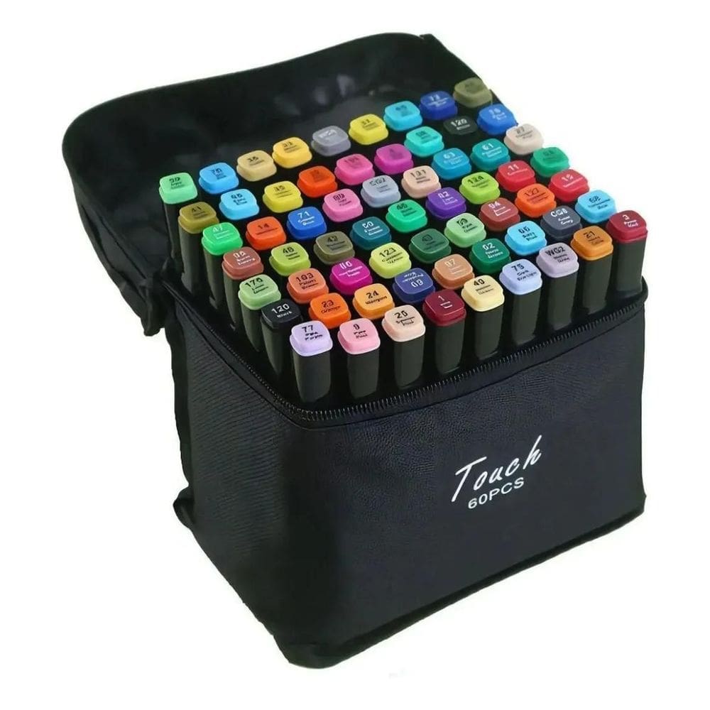 Kit Canetinhas 60 Cores Ponta Dupla Art Marker - Magic Kids