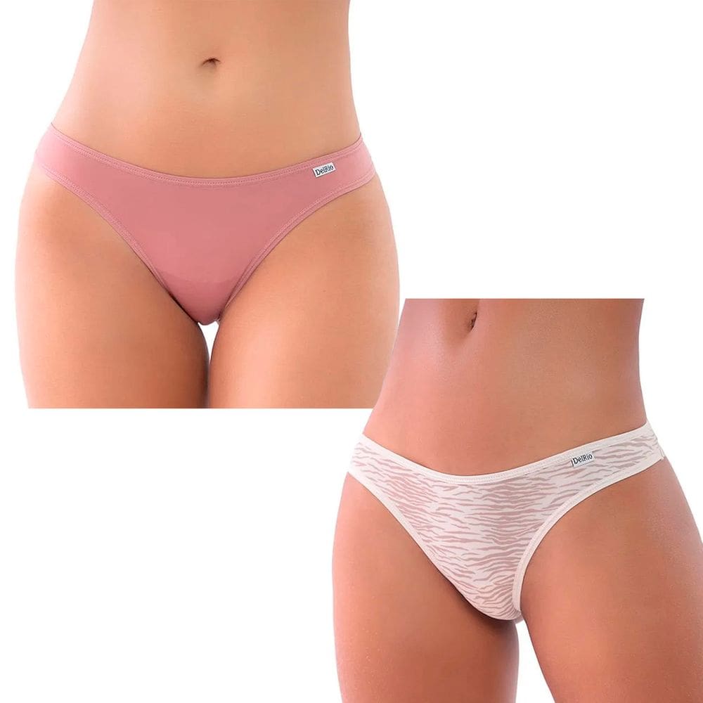 Kit Calcinha Del Rio Feminina Microfibra 2 Peças Fio Dental