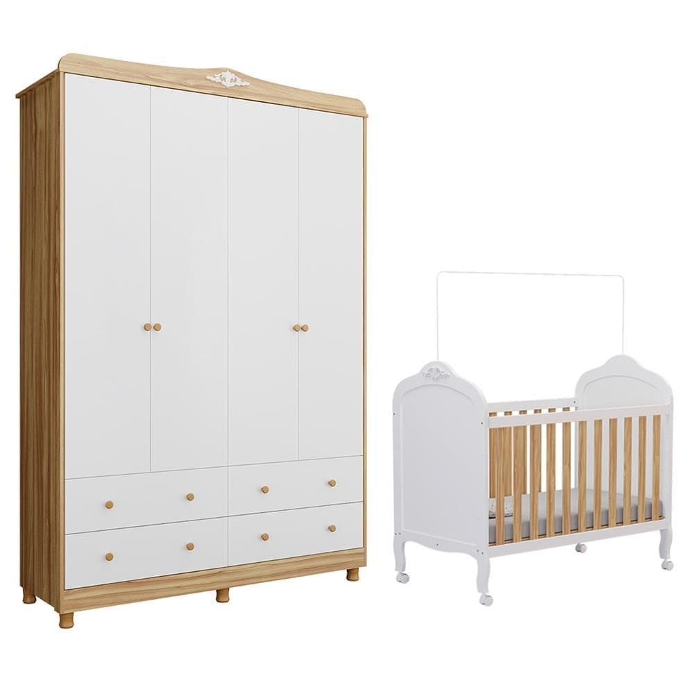 Jogo de Quarto Infantil Elô Guarda Roupa e Berço - Móveis Peroba
