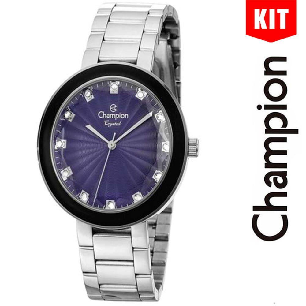 Relógio CHAMPION feminino analógico prata azul CN29972Y