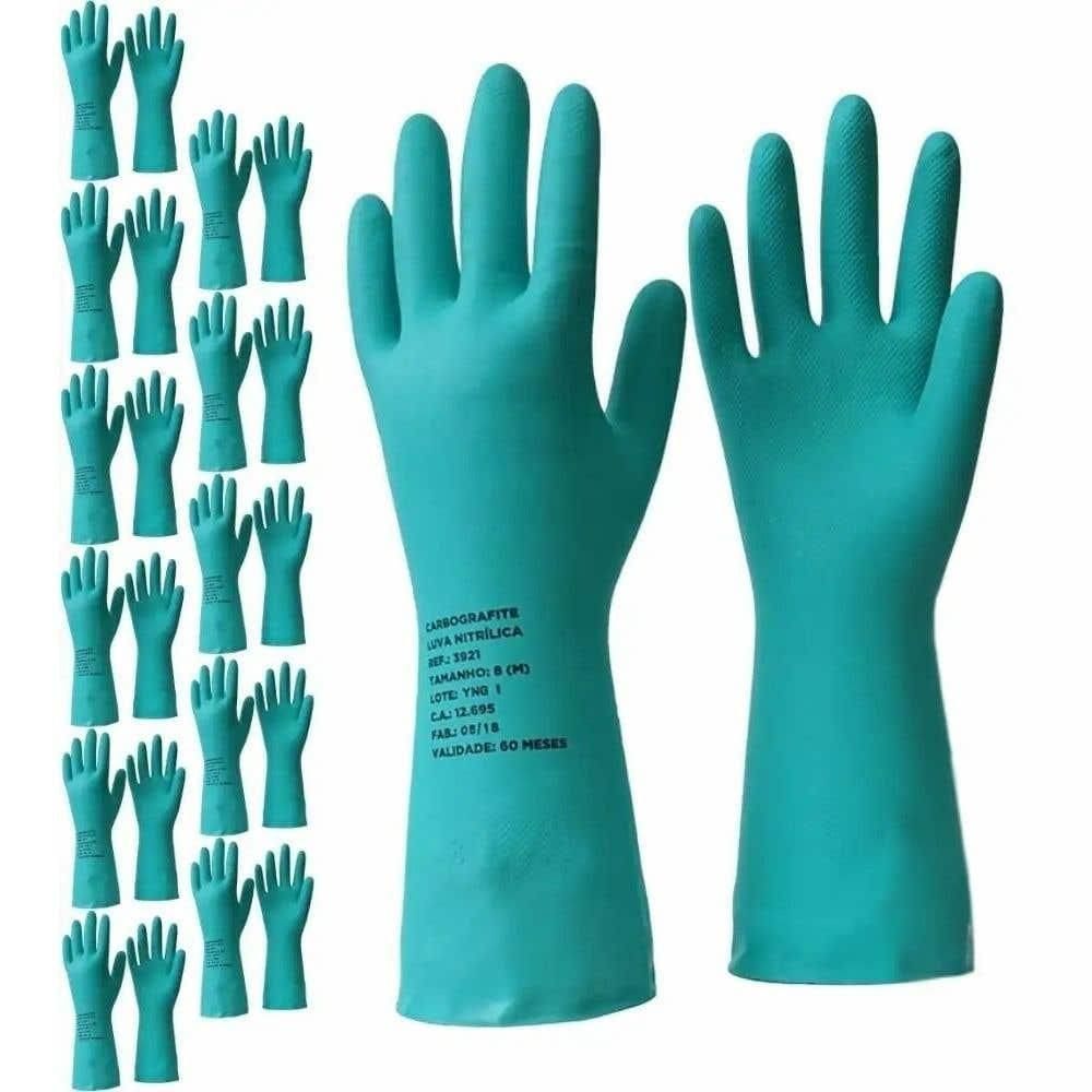 Luva Nitrílica Emborrachada Forrada Verde CARBOGRAFITE