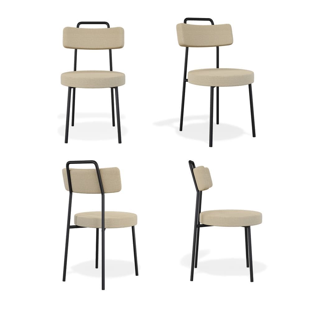 Kit 4 Cadeiras Ster Estofada Sala de Jantar Linho Gengibre - Vallisa Decor