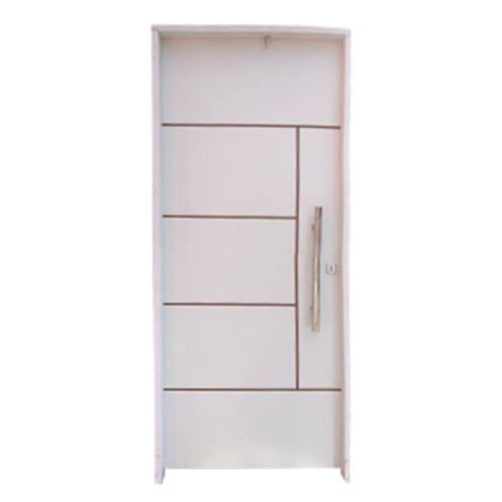 Porta De Madeira Frisada Branco Primer Atenas C/puxador 2.16x0.86 Lado Direito