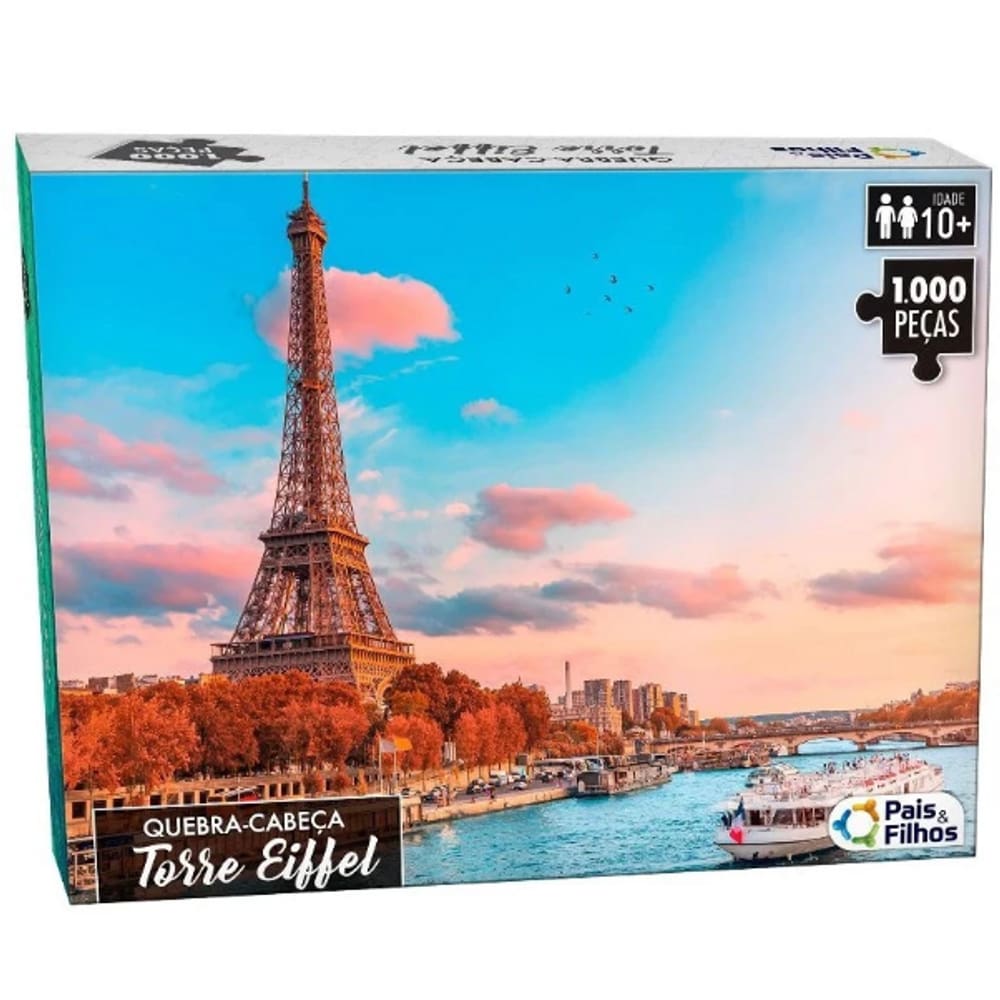 Quebra cabeça Torre Eiffel Paris França Paisagem Europa 1000 peças - Puzzle QC Pais e filhos