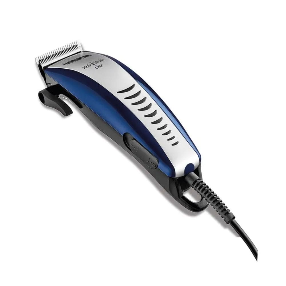 Cortador de Cabelo Mondial Hair Stylo CR7 Lâminas em Aço Inox 10W Azul/Prata 127V - CR-07