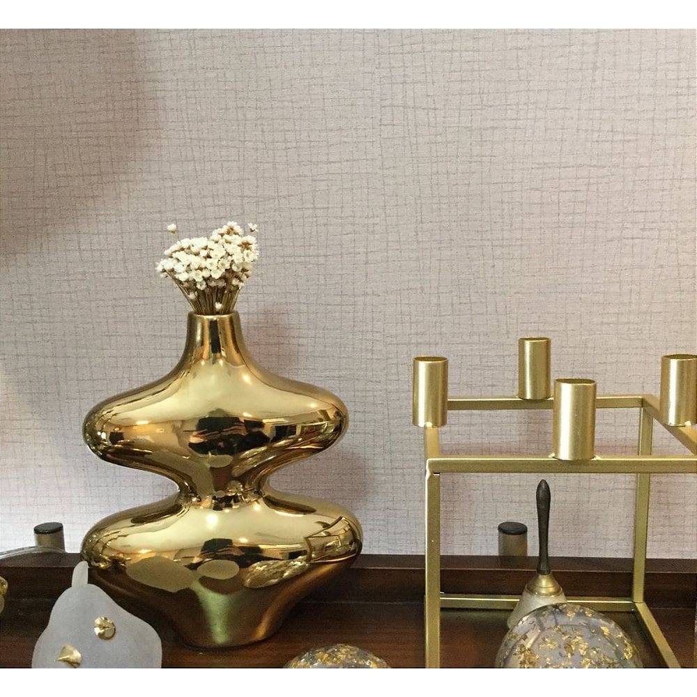 Vaso em Cerâmica Dourado Geometrico P -23 X 19,5 X 7,5CM