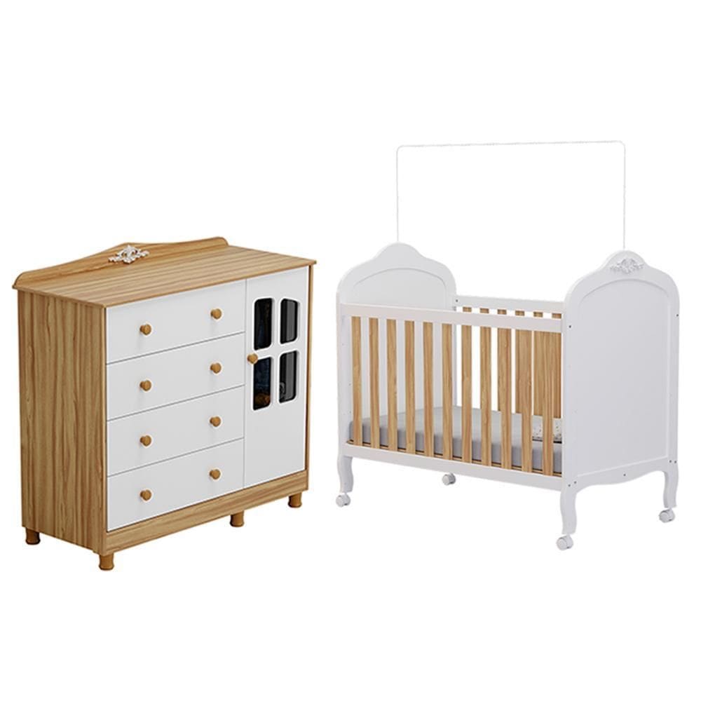 Jogo de Quarto Infantil Elô com Janela Cômoda e Berço - Móveis Peroba