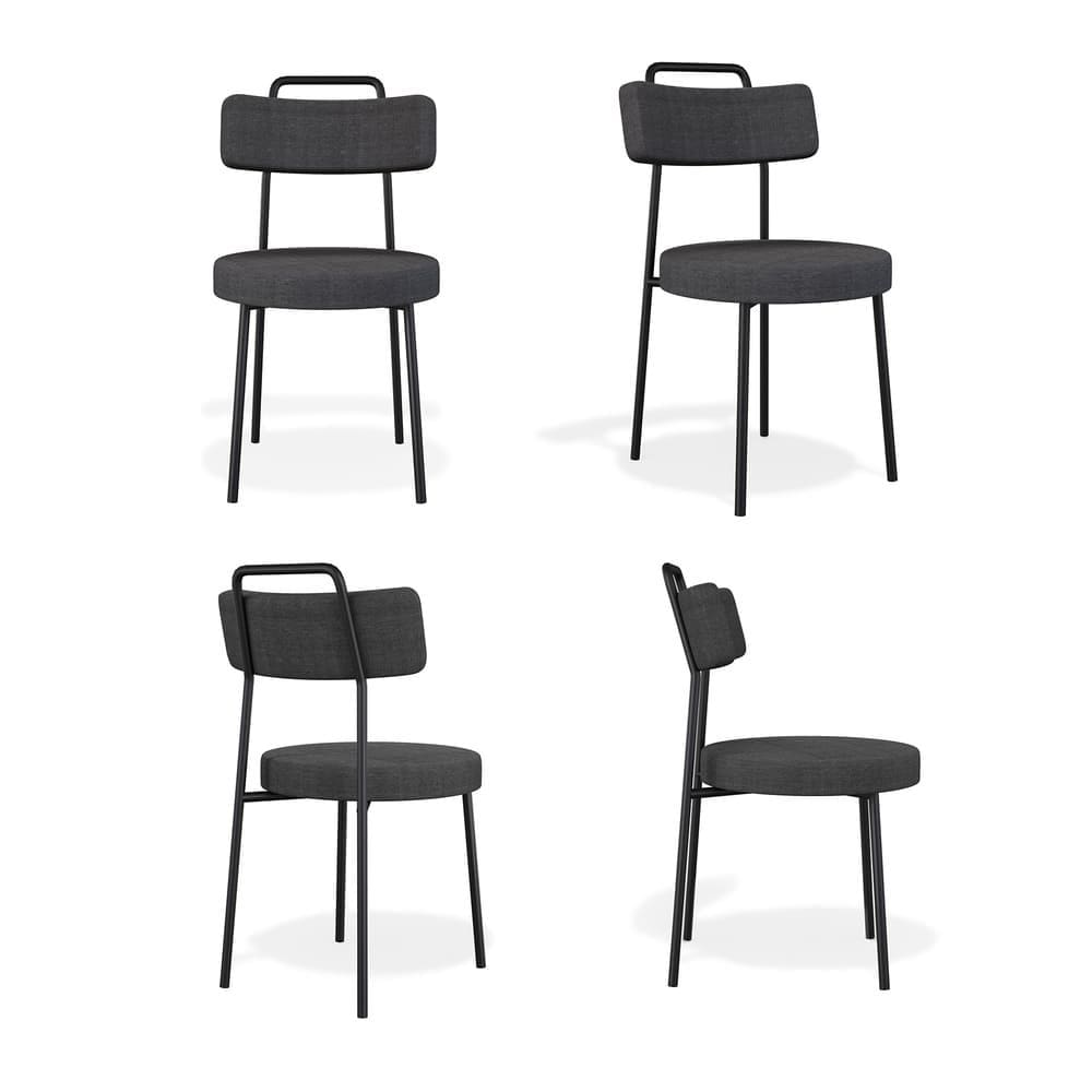 Kit 4 Cadeiras Ster Estofada em Linho Grafite para Sala de Jantar - Vallisa Decor