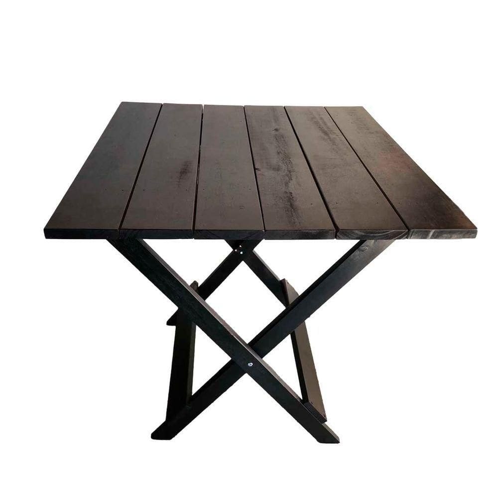 Mesa Dobrável Para Area Gourmet Em Madeira Natural Ismalu Preto