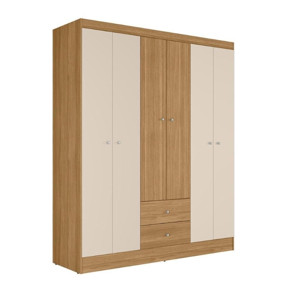 Guarda Roupa Casal 6 Portas 2 Gavetas Itália Freijó Off White Kits Paraná Freijó Off White