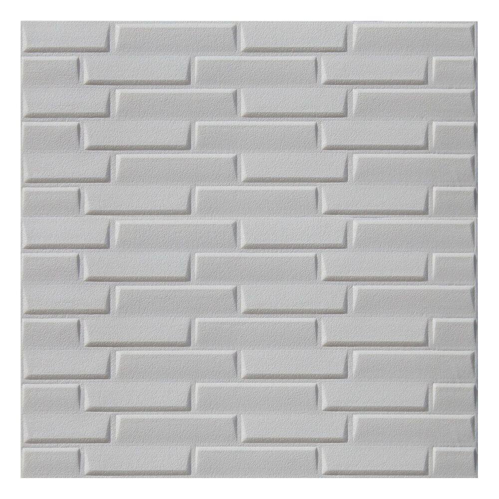 Kit 2 Painel Placa 3D Auto Adesivo Tijolinho Branco 70x70cm Alto Relevo
