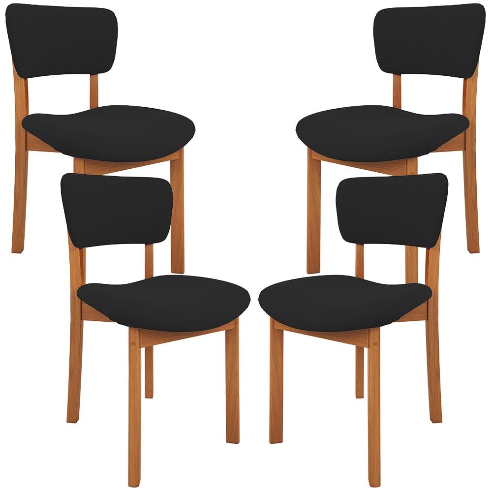 Kit 04 Cadeiras Para Sala de Jantar Cozinha Living Estofada Dara L02 Suede Preto - Lyam Decor