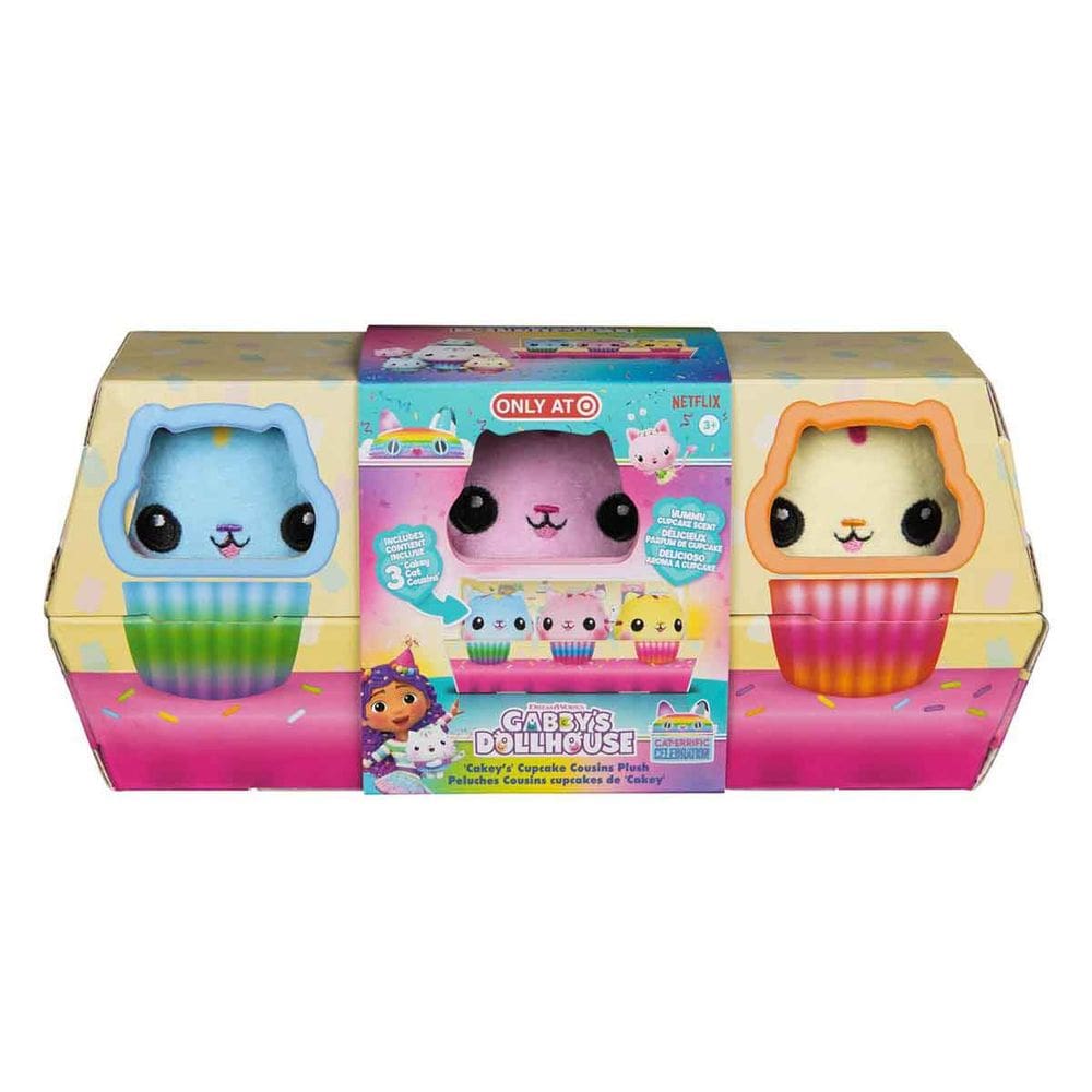 3 Pelúcias Cupcake Cakey Cat (Primos) - Gabby`S Dollhouse