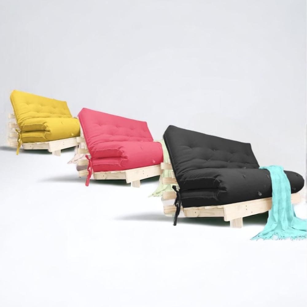 Sofá Cama Casal Futon Tokio D33 Madeira Pinus Natural