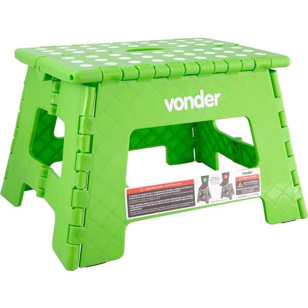 Banqueta Plástica Dobrável Verde 220mm Vonder