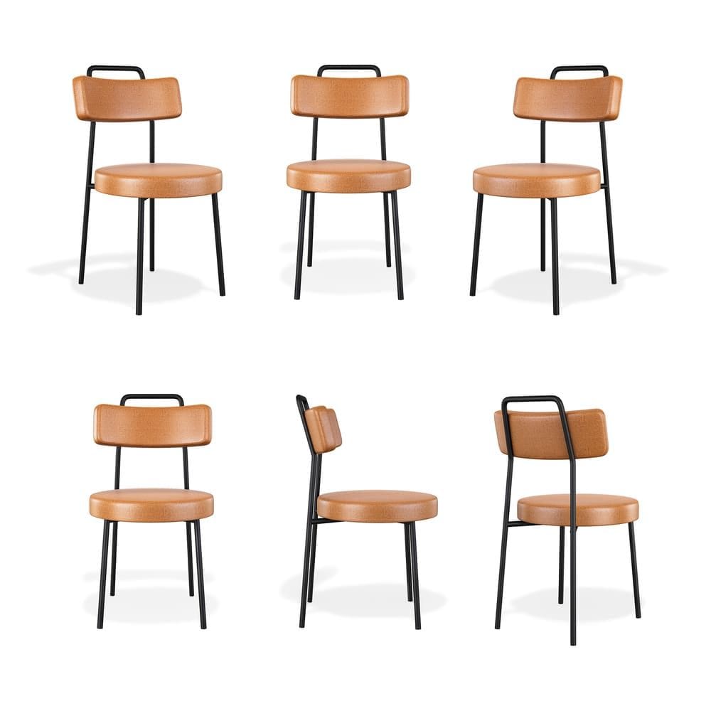 Conjuto 6 Cadeiras Fixa Escritório Ster Courino Whisky - Vallisa Decor
