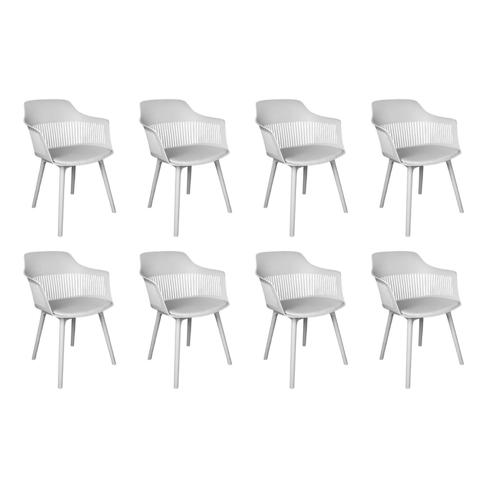 Kit 8 Cadeiras Estofadas de Jantar Marcela Branco