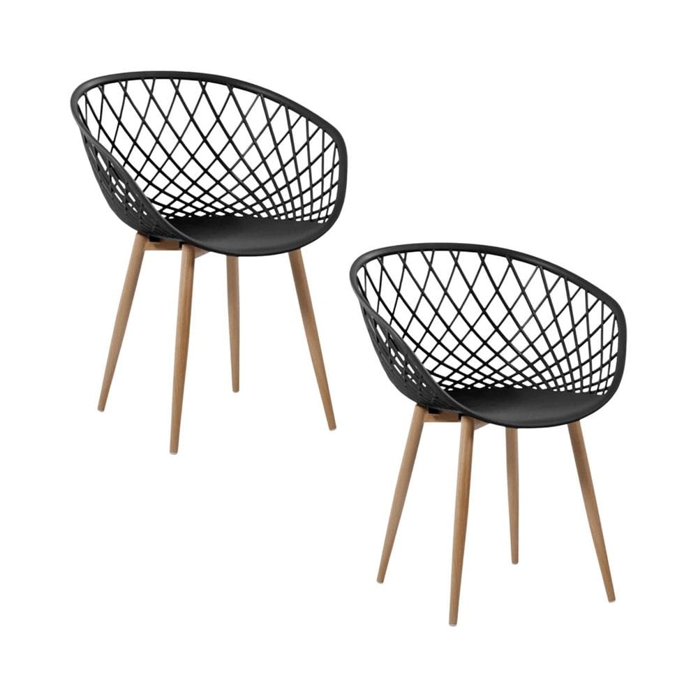 Kit 2 Cadeiras Clarice Nest Wood Com Apoio de Braço Preto