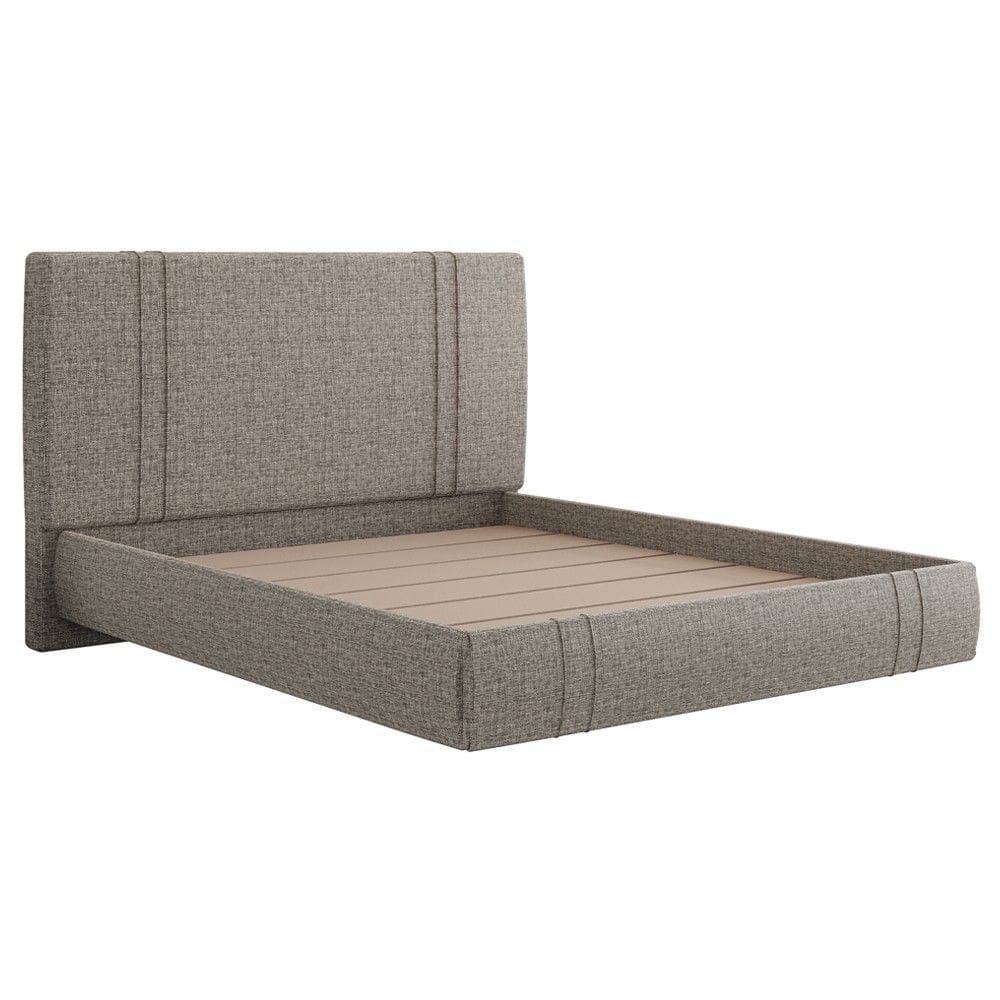 Cama Casal Flutuante Com Cabeceira 140cm Astra S04 Linho Marrom - Lyam Decor