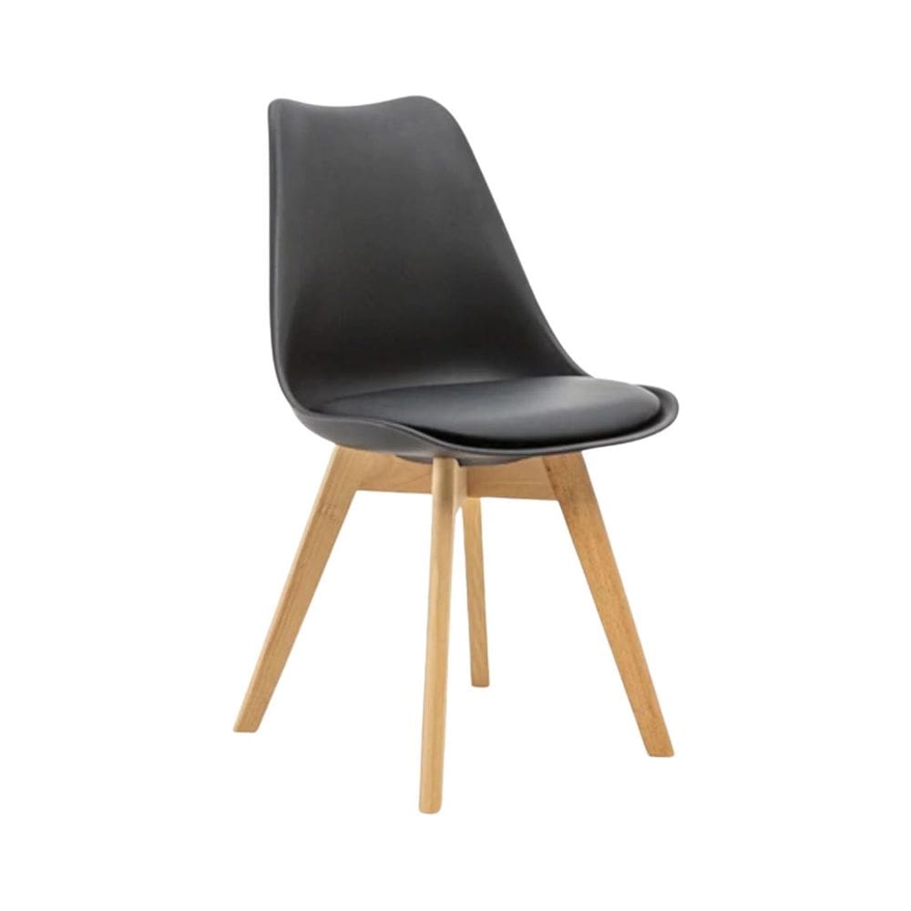 Cadeira Estofada Saarinen Wood Pés de Madeira Preto
