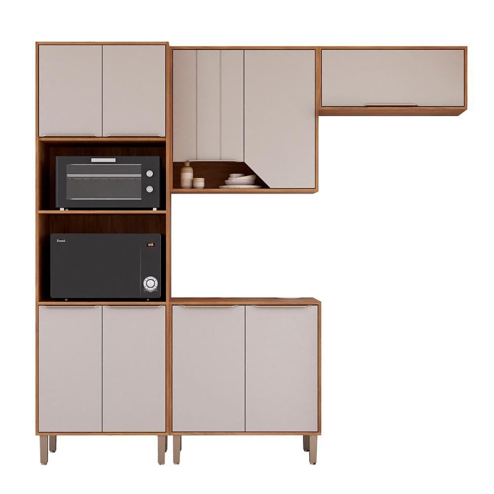 Kit Armário Cozinha Completa Celeste 230cm 9 Portas e Balcão