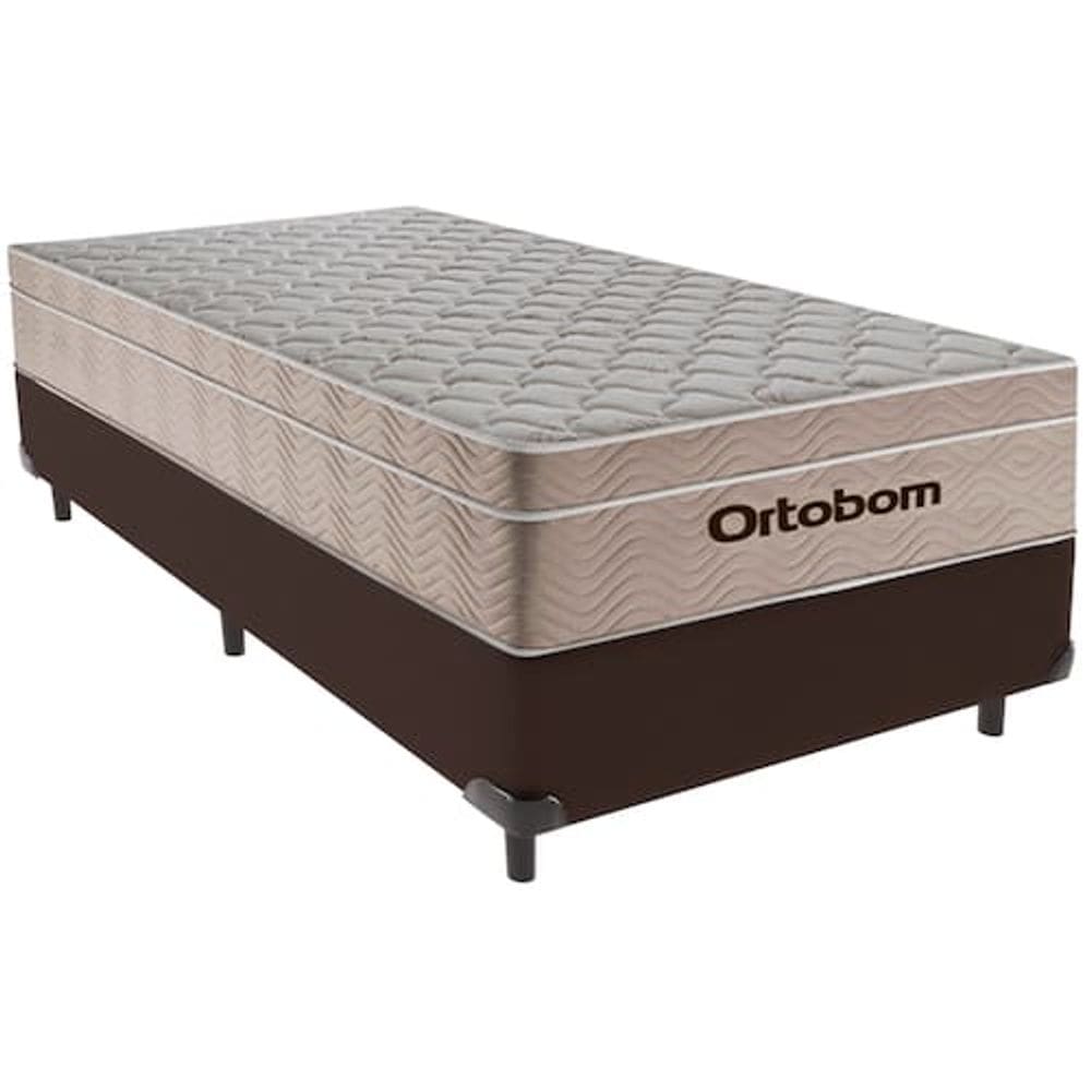 Cama Box Airtech Solteiro + Colchão de Molas Ensacadas - Ortobom - Spring - 88x188x60cm - Preto