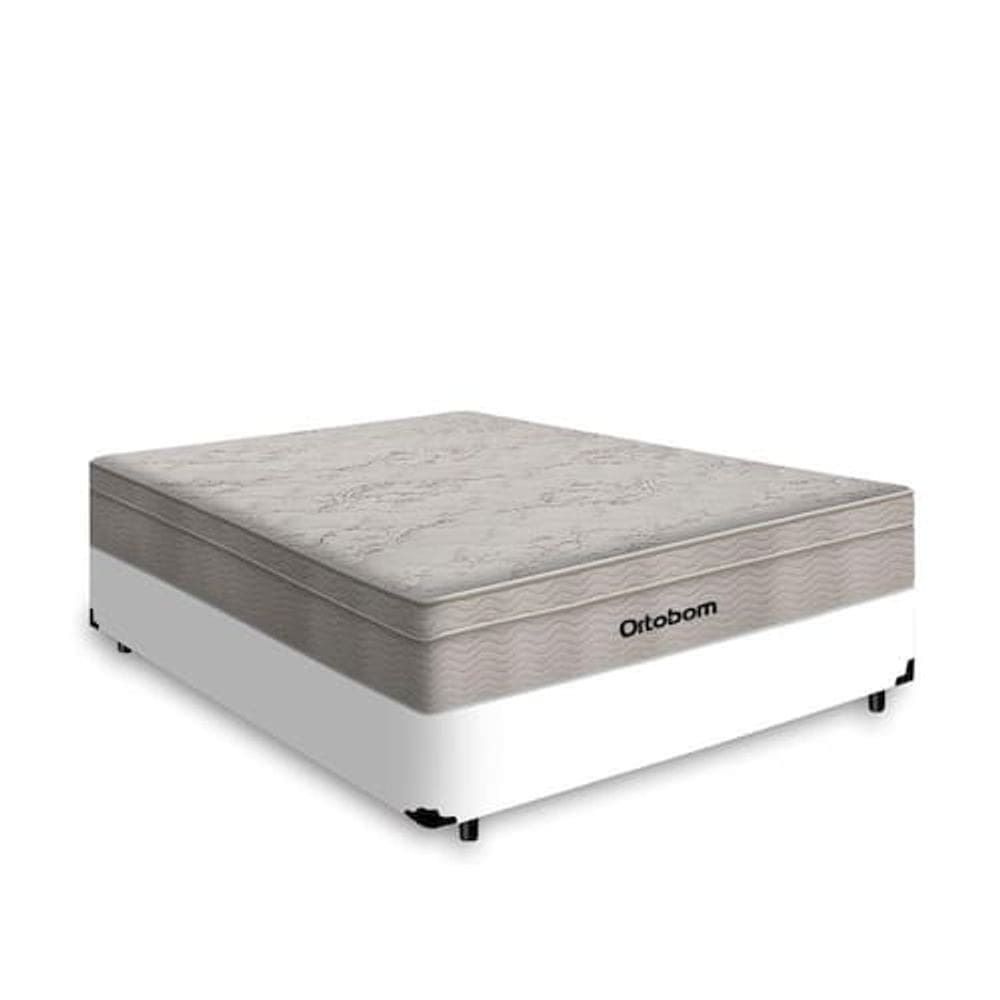 Cama Box Airtech Casal + Colchão de Molas Ensacadas - Ortobom - Spring - 138x188x60cm - Preto