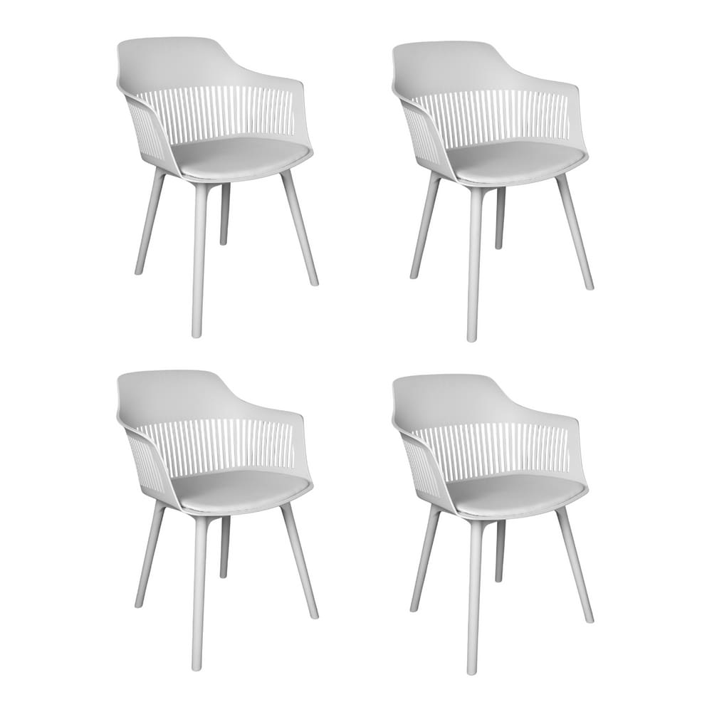 Kit 4 Cadeiras Estofadas de Jantar Marcela Branco