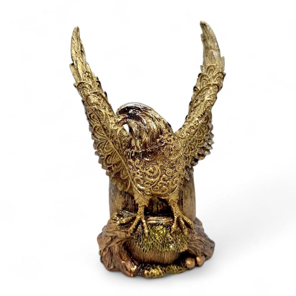 Enfeite Águia Dourada Porta Decoração com Brilho 16 cm