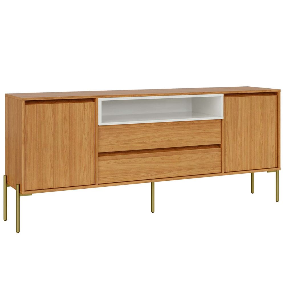Aparador Buffet Para Sala de Jantar 2 Portas 184cm Industrial Avis D03 Freijó Off White - Lyam Decor