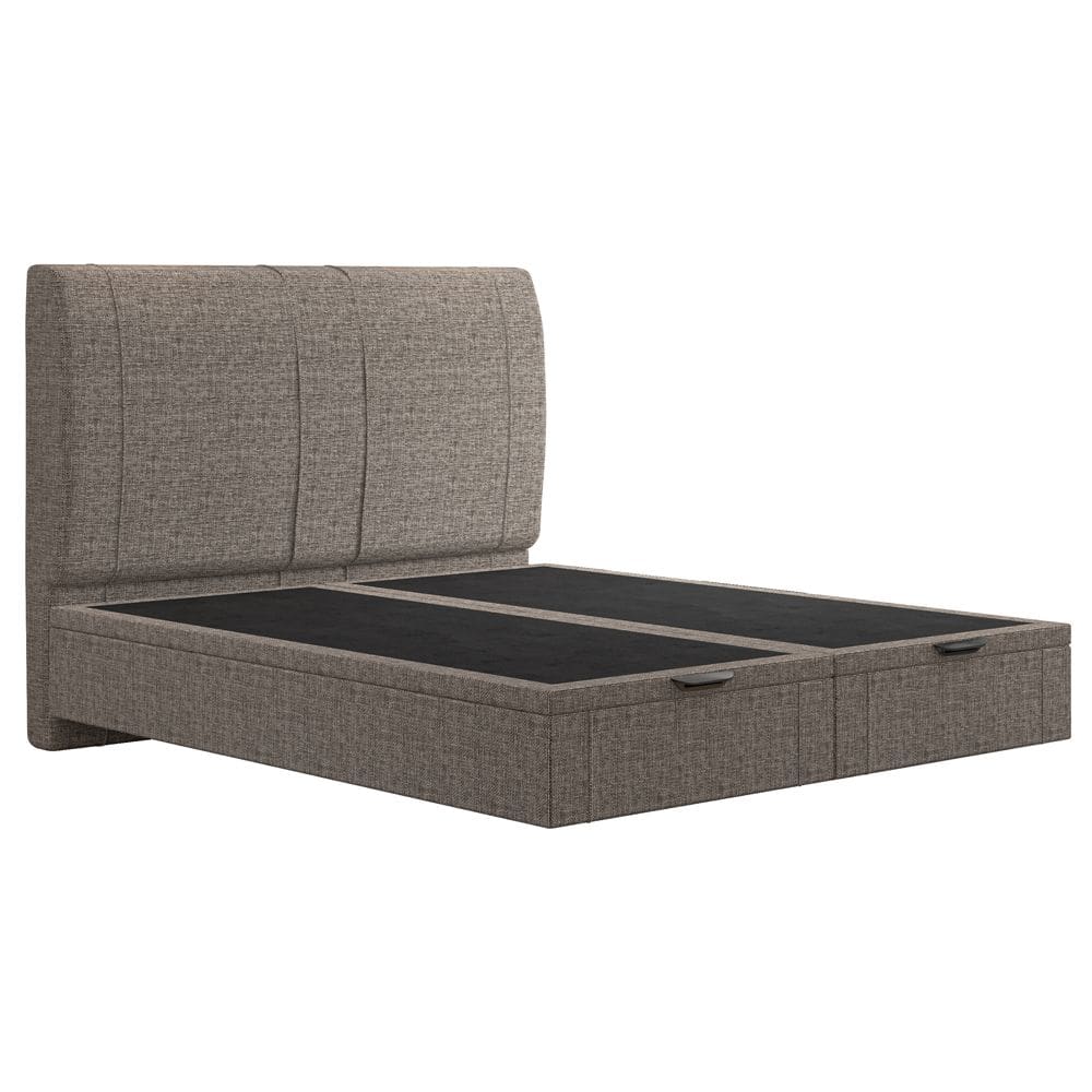 Cama King Baú Flutuante Com Cabeceira 195cm Spazio S04 Linho Marrom - Lyam Decor