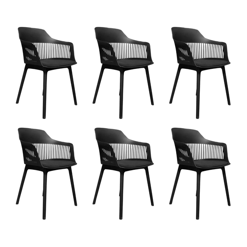 Kit 6 Cadeiras Estofadas de Jantar Marcela Preto