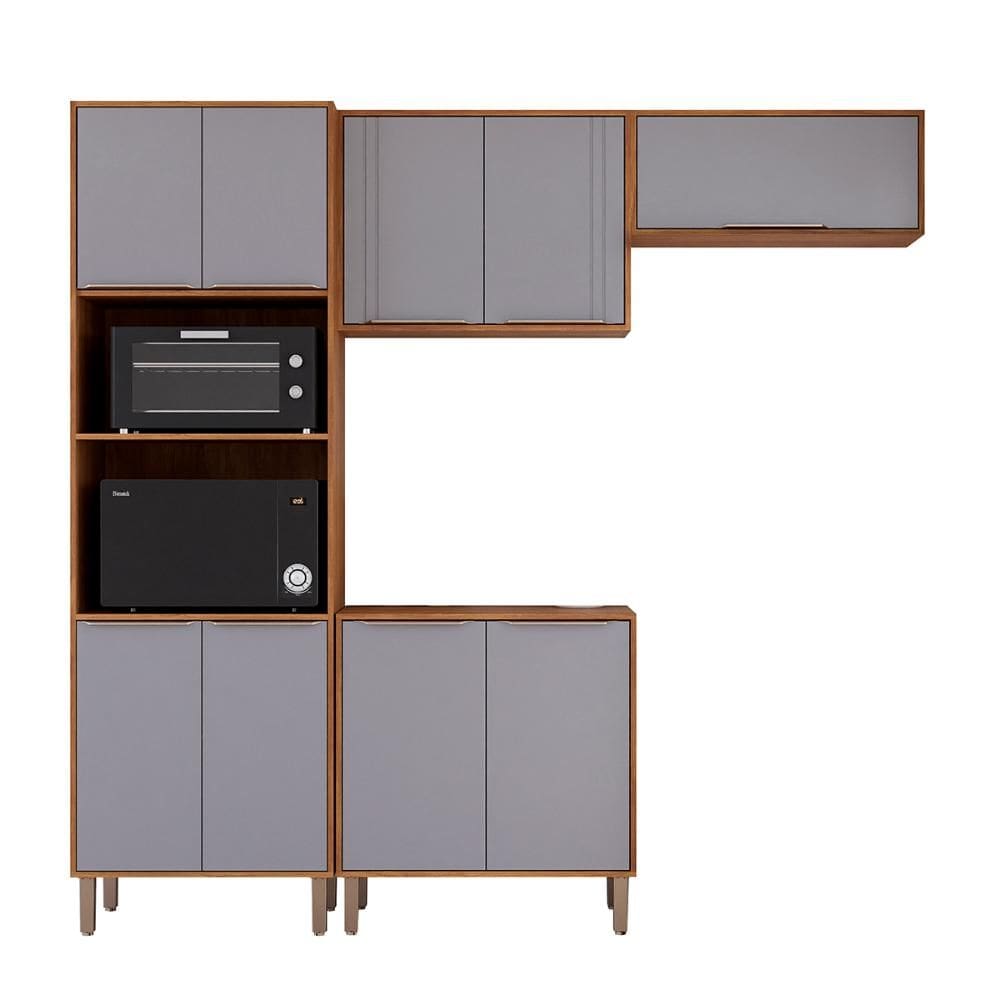 Kit Armário Cozinha Completa Áurea 230cm 9 Portas com Balcão