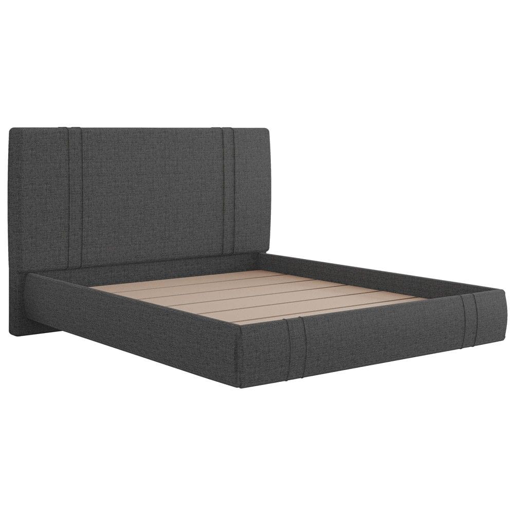 Cama King Flutuante Com Cabeceira 195cm Astra S04 Linho Preto - Lyam Decor