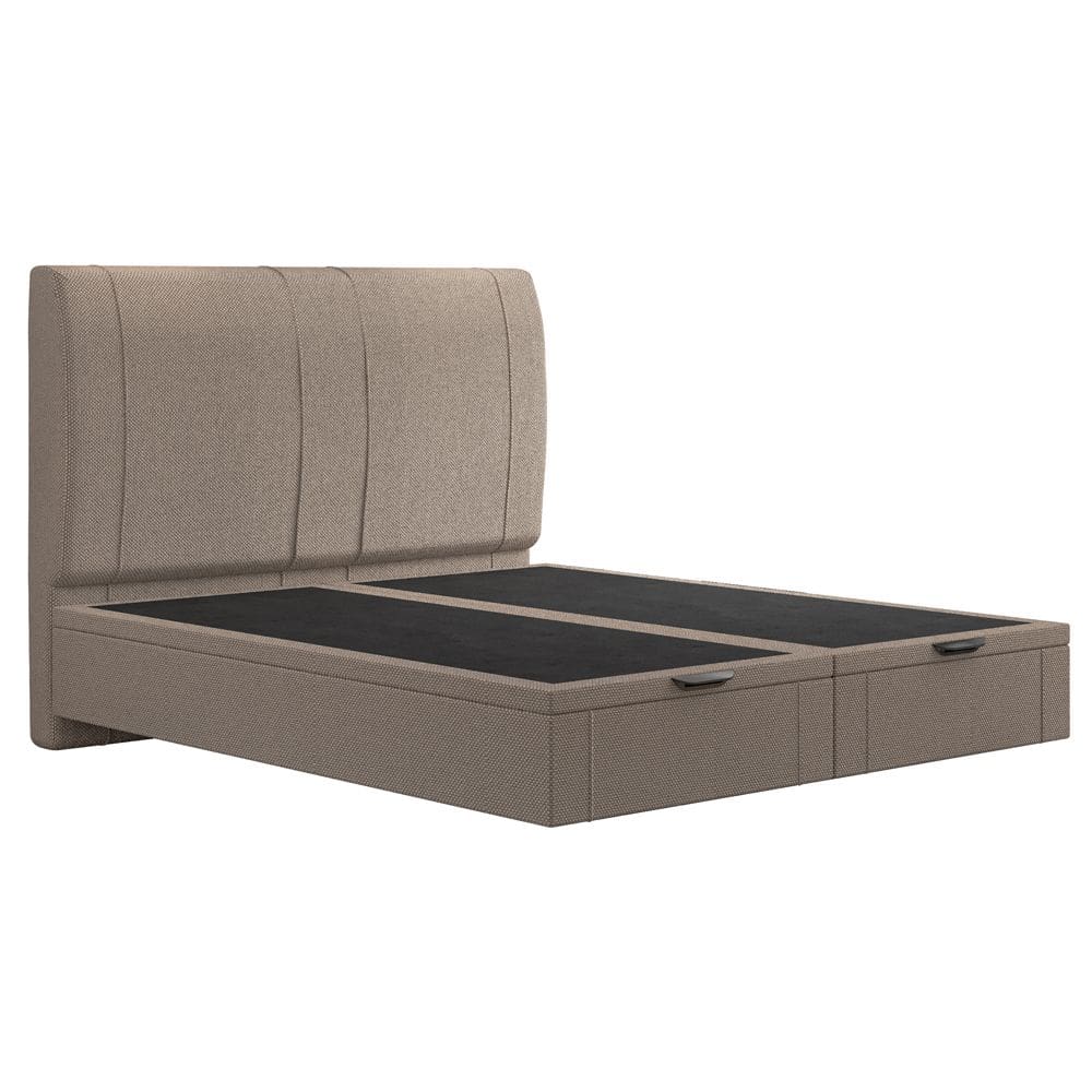 Cama Queen Baú Flutuante Com Cabeceira 160cm Spazio S04 Linho Bege - Lyam Decor