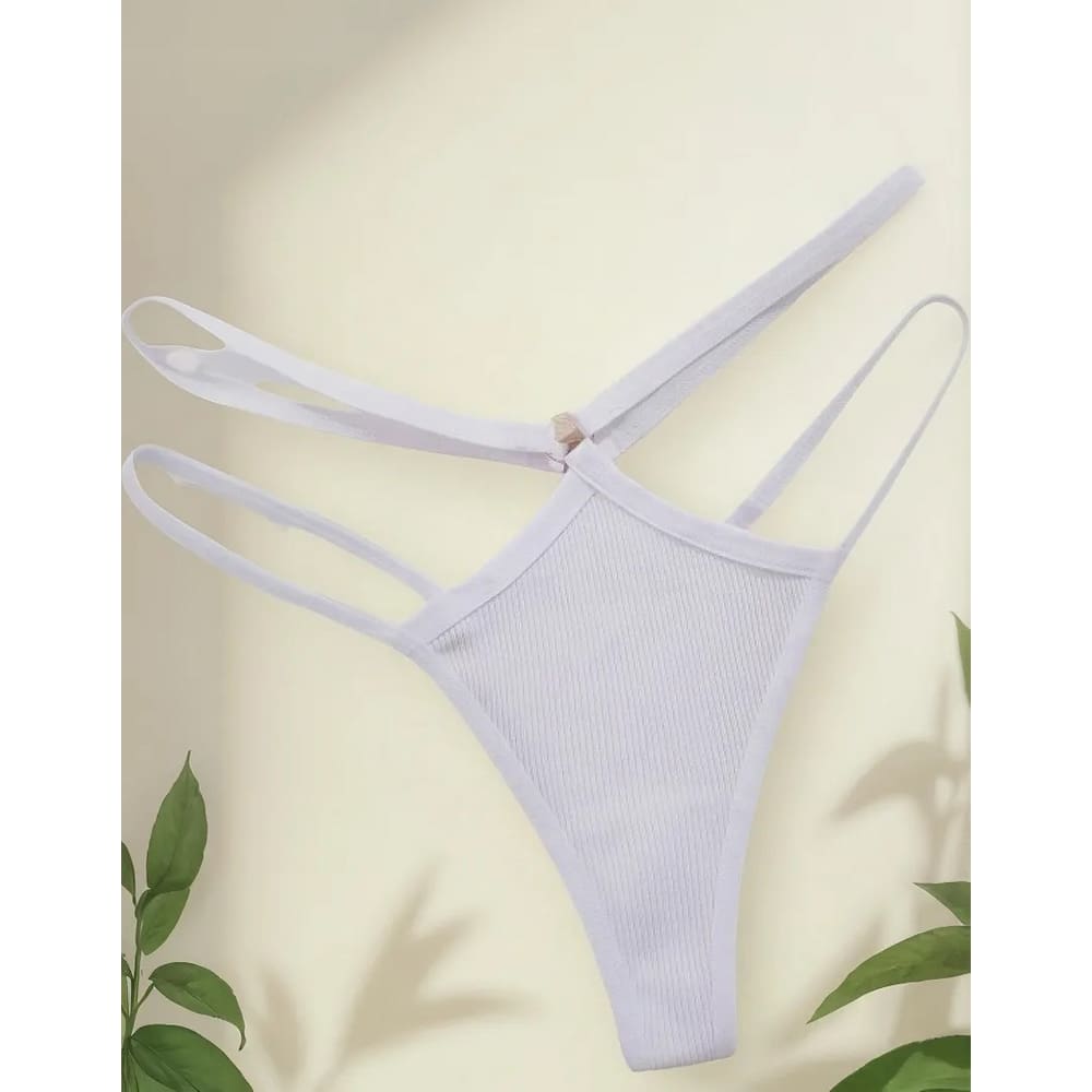 Calcinha de Algodão Cintura Tira Dupla Lingerie Argola Metal