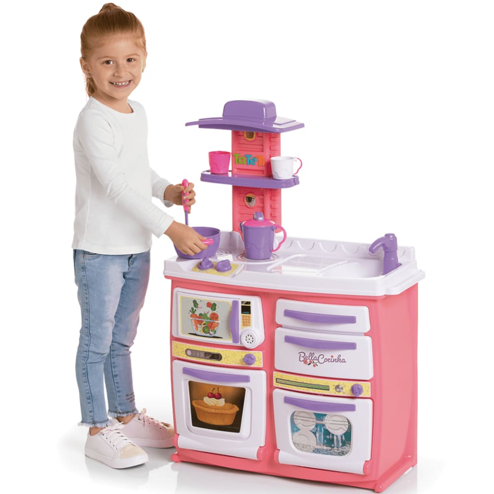 Cozinha de Brinquedo Faz de Conta Tateti Bella Cozinha Com agua