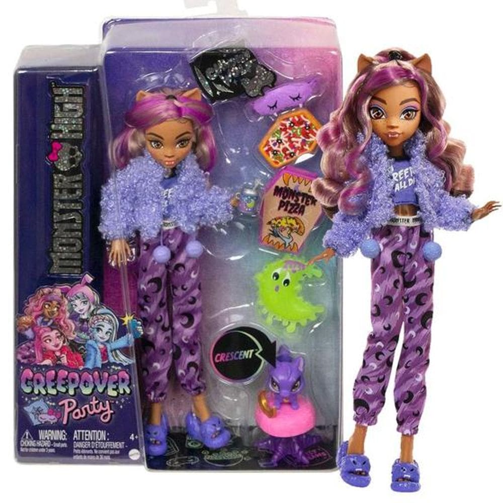 Boneca Monster High Clawdeen Wolf Coleção Festa Creepover Com Acessórios e Pet Hky67 Mattel
