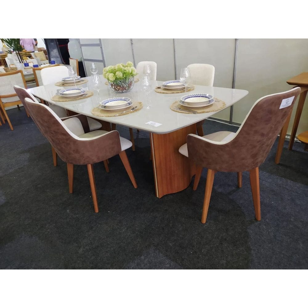 Sala de Jantar Vidro 6 Cadeiras 2,0x1,0 River Requinte Salas
