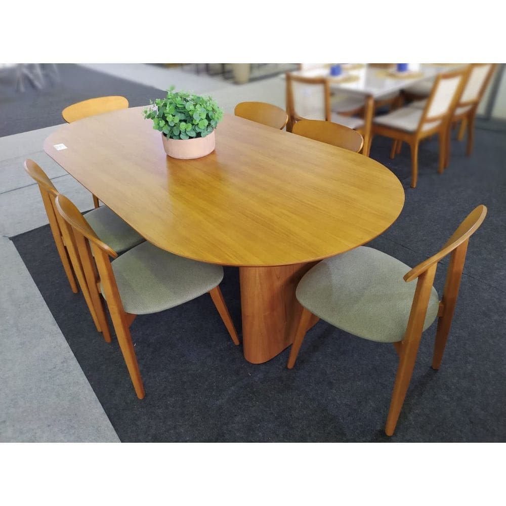 Sala de Jantar Tampo Oval 6 Cadeiras Hórus Requinte Salas