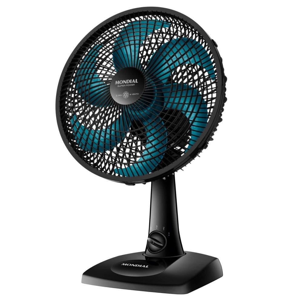 Ventilador de Mesa Mondial Super Power 6 Pás 30cm 127v Preto Azul VSP-30-AP