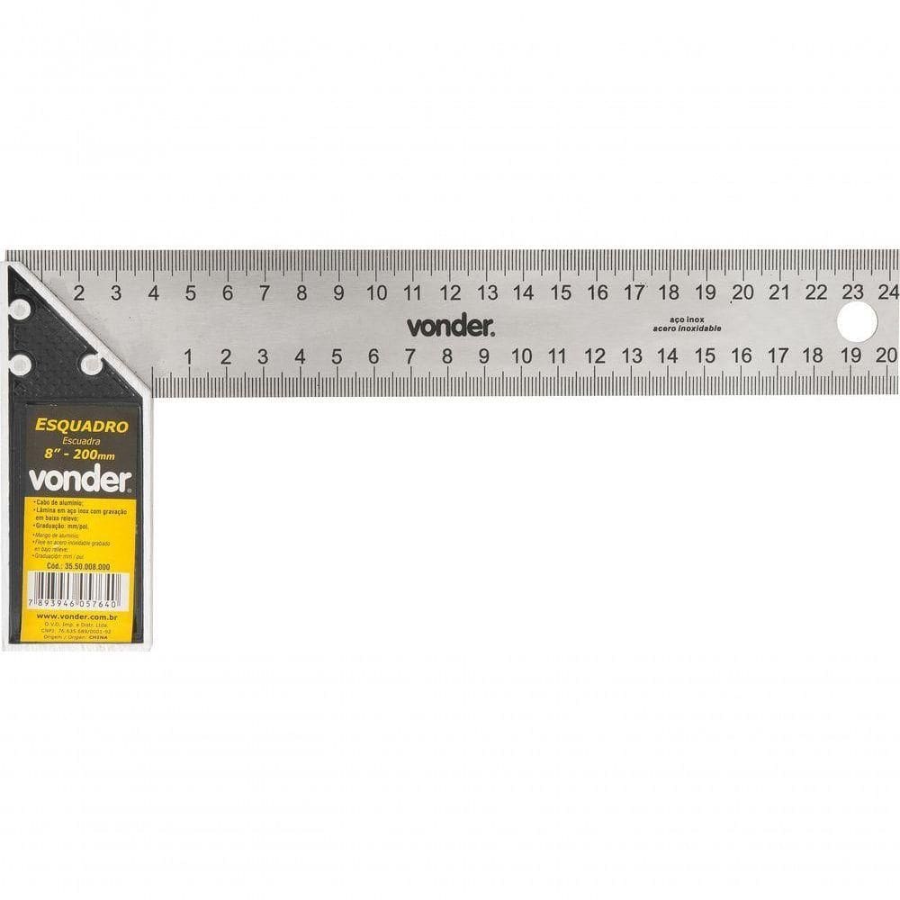 Esquadro 8” Cabo Alumínio - Vonder